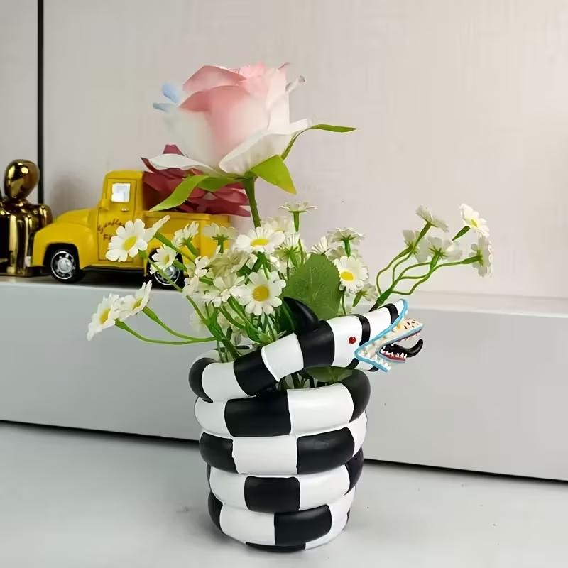 Snake Plant Ceramic - 1 шт. черно-белый горшок для цветов